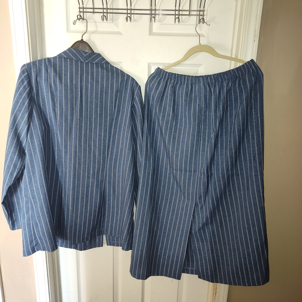 Allison Clothing Blue and White Striped A-Line Skirt